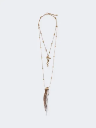 «abissi» metallisk halskjede med rhinestones, gull