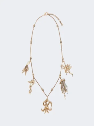 «abissi» metallisk halskjede med rhinestones, gull