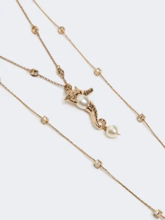 «abissi» metallisk halskjede med rhinestones, gull