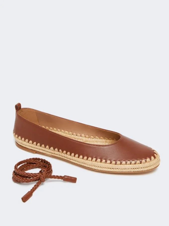 Ballerinasko i nappa og raffia, tobakk