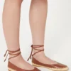 Ballerinasko i nappa og raffia, tobakk