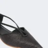 Ballerinasko med kurvflettet utseende i raffia-look, svart
