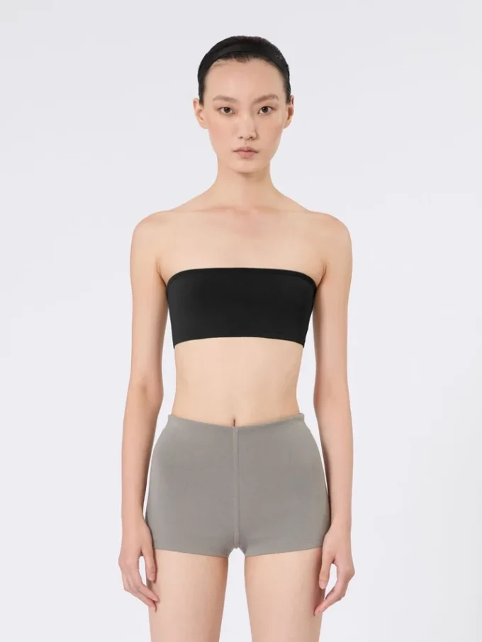 Bandeau-BH i elastisk viskose, svart