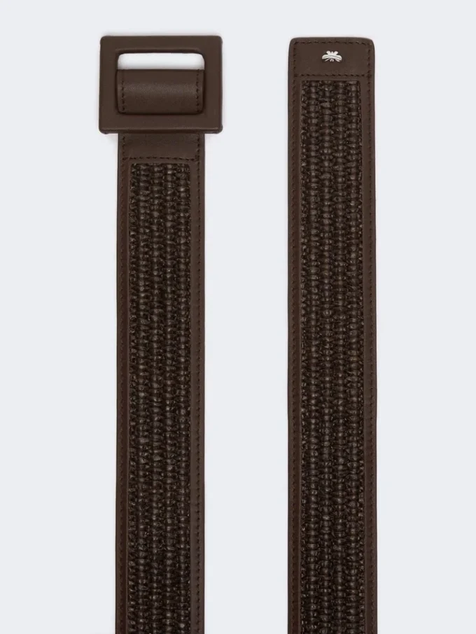 Belte med raffia-effekt, mørkebrunt