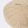 Beret i kashmir med strass, sand Beret i kashmir med strass, sand