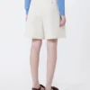 Bermudashorts i bomulls- og lin-canvas, ecru
