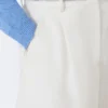 Bermudashorts i bomulls- og lin-canvas, ecru