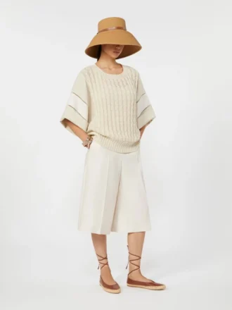Bermudashorts i lin, beige