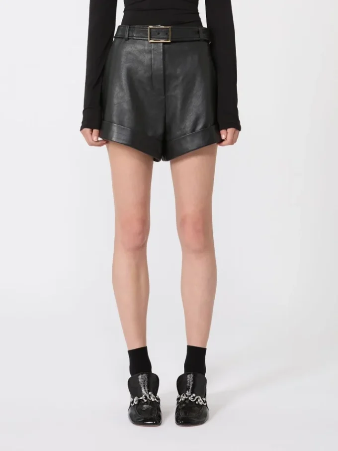 Bermudashorts i skinn, svart