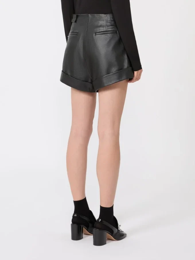 Bermudashorts i skinn, svart