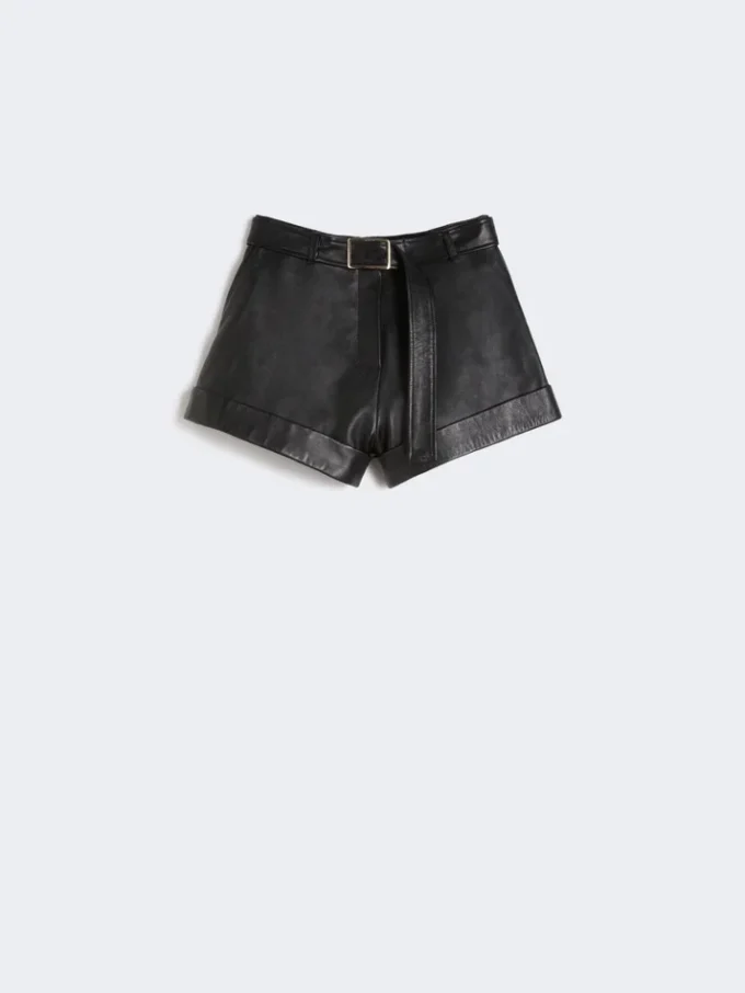 Bermudashorts i skinn, svart