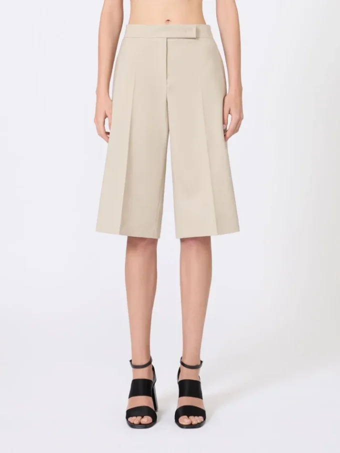 Bermudashorts i ull, mohair og silke, sand