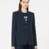 Blazer i bomullsjersey, marineblå Blazer i bomullsjersey, marineblå