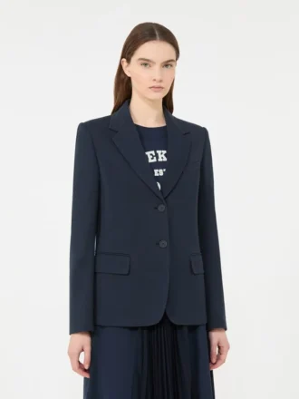 Blazer i bomullsjersey, marineblå