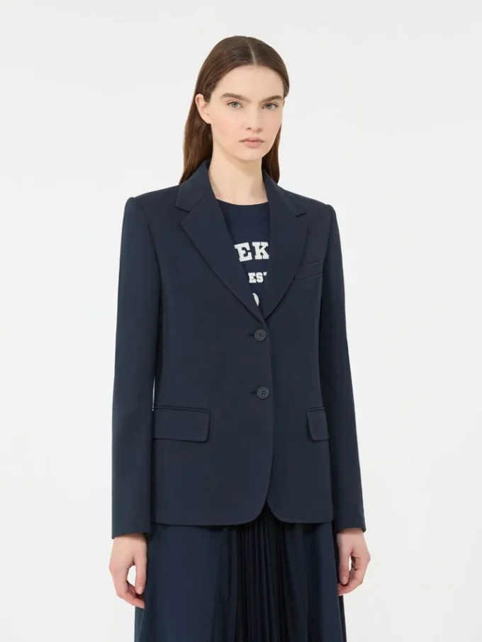 Blazer i bomullsjersey, marineblå Blazer i bomullsjersey, marineblå