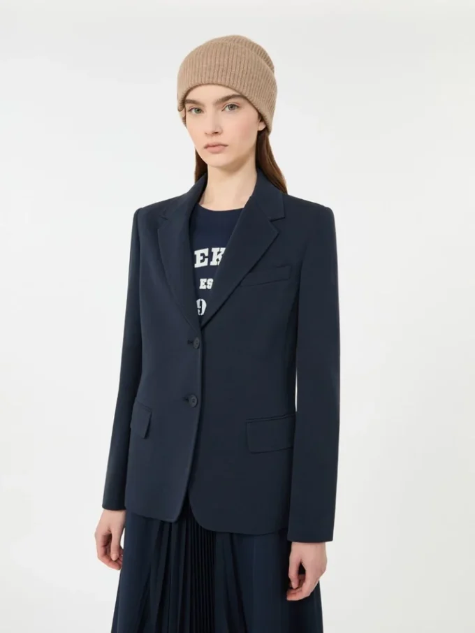 Blazer i bomullsjersey, marineblå Blazer i bomullsjersey, marineblå