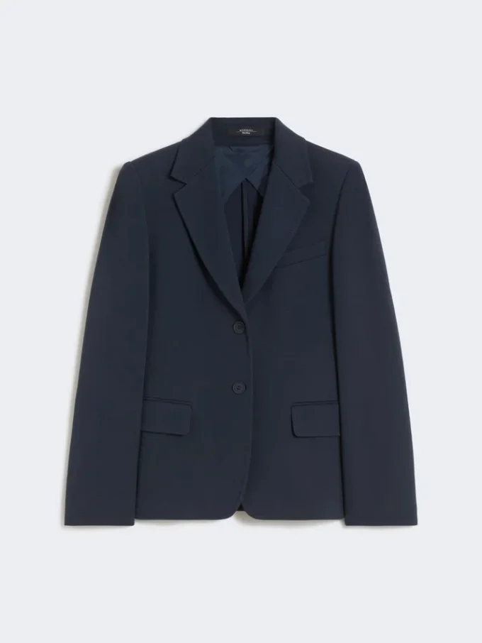 Blazer i bomullsjersey, marineblå Blazer i bomullsjersey, marineblå