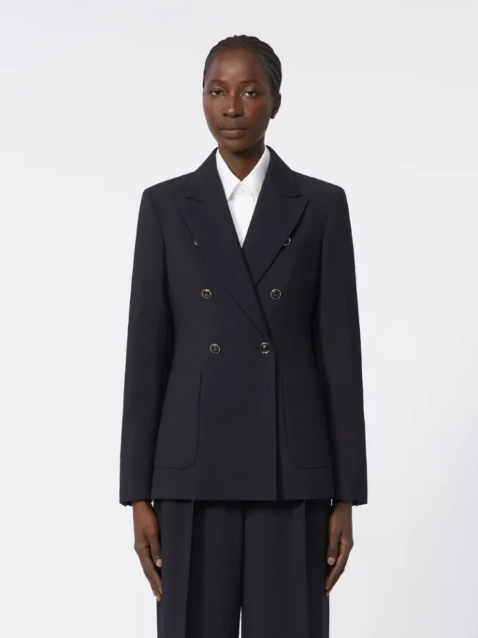 Blazer i seersucker av ullblanding, ultramarin
