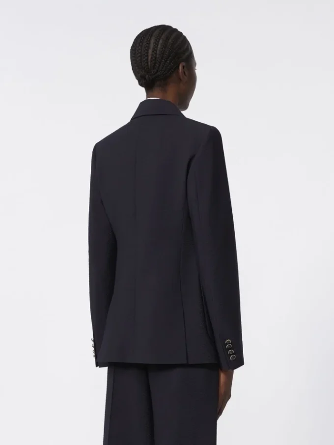 Blazer i seersucker av ullblanding, ultramarin