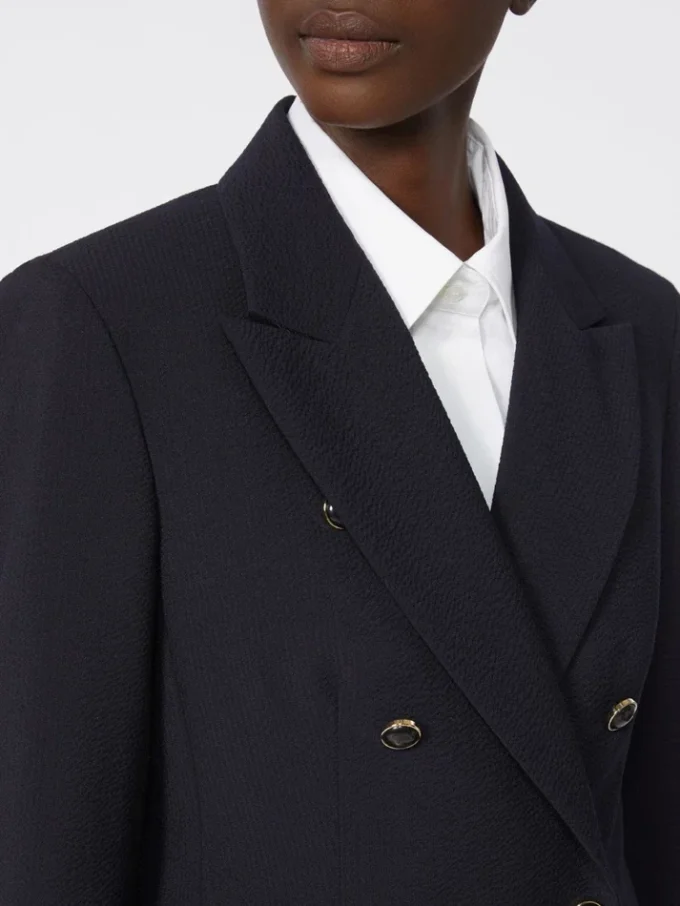 Blazer i seersucker av ullblanding, ultramarin