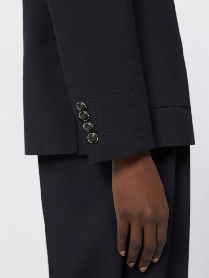 Blazer i seersucker av ullblanding, ultramarin