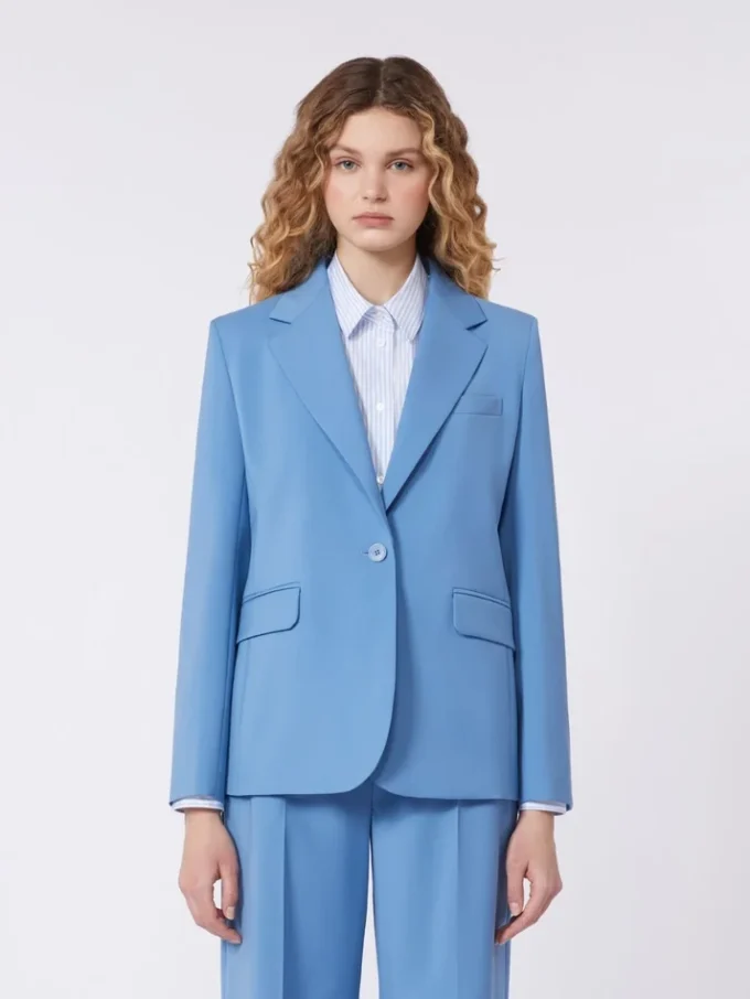 Blazer i stretchull, lyseblå