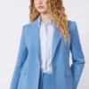 Blazer i stretchull, lyseblå