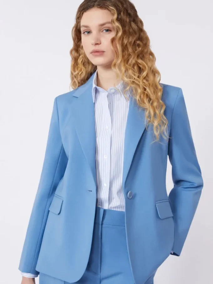 Blazer i stretchull, lyseblå