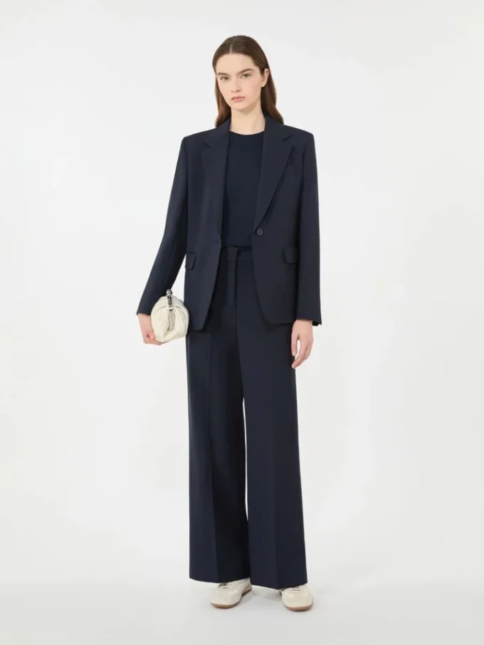 Blazer i stretchull, marineblå