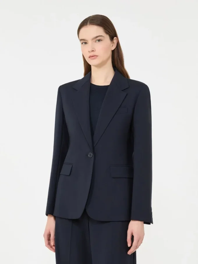 Blazer i stretchull, marineblå