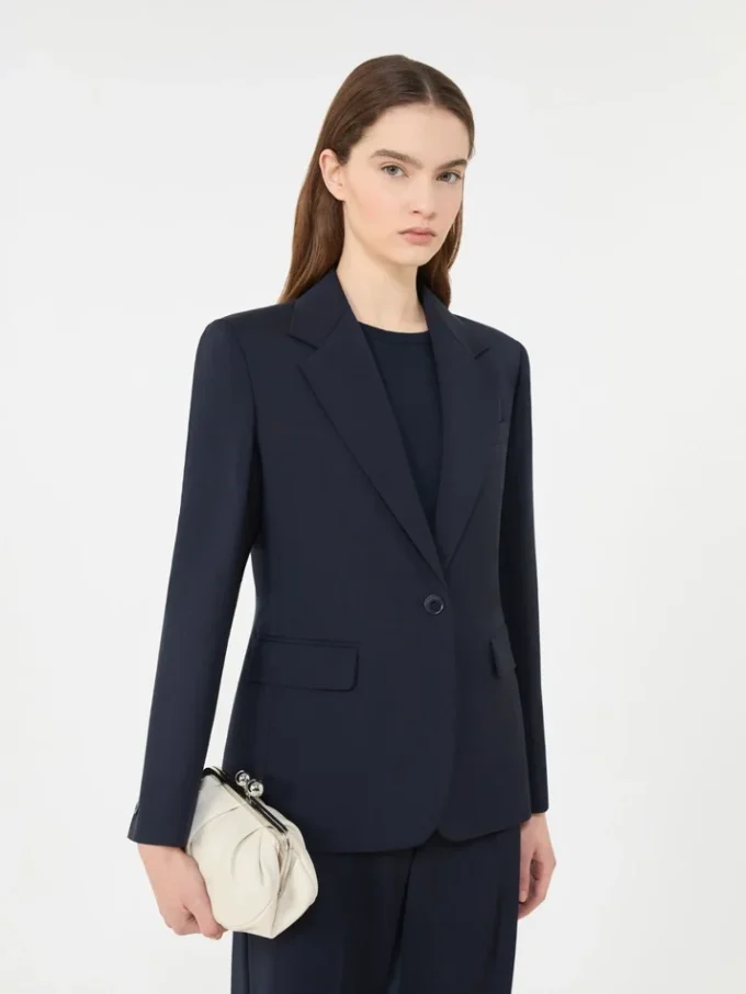 Blazer i stretchull, marineblå