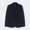Blazer i stretchull, marineblå