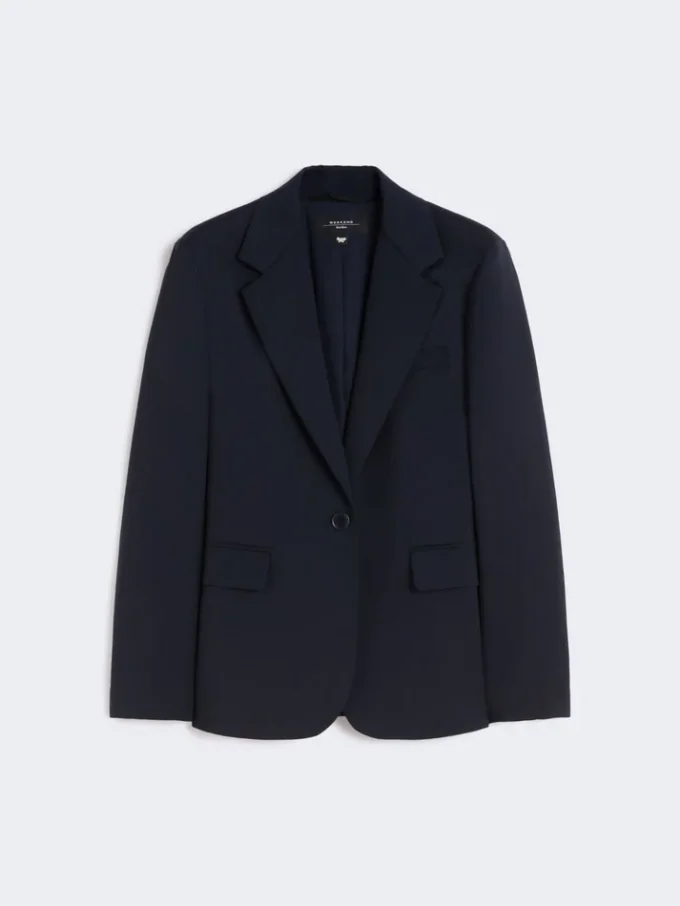 Blazer i stretchull, marineblå