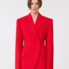 Blazer i stretchull med dobbeltspent, rød