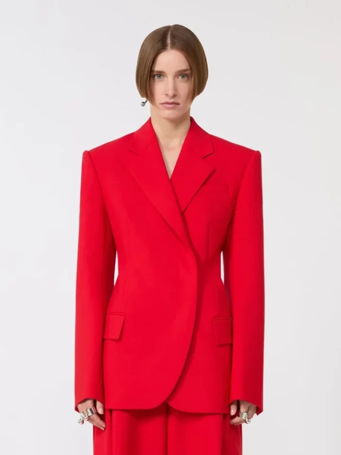 Blazer i stretchull med dobbeltspent, rød