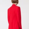 Blazer i stretchull med dobbeltspent, rød