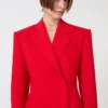 Blazer i stretchull med dobbeltspent, rød