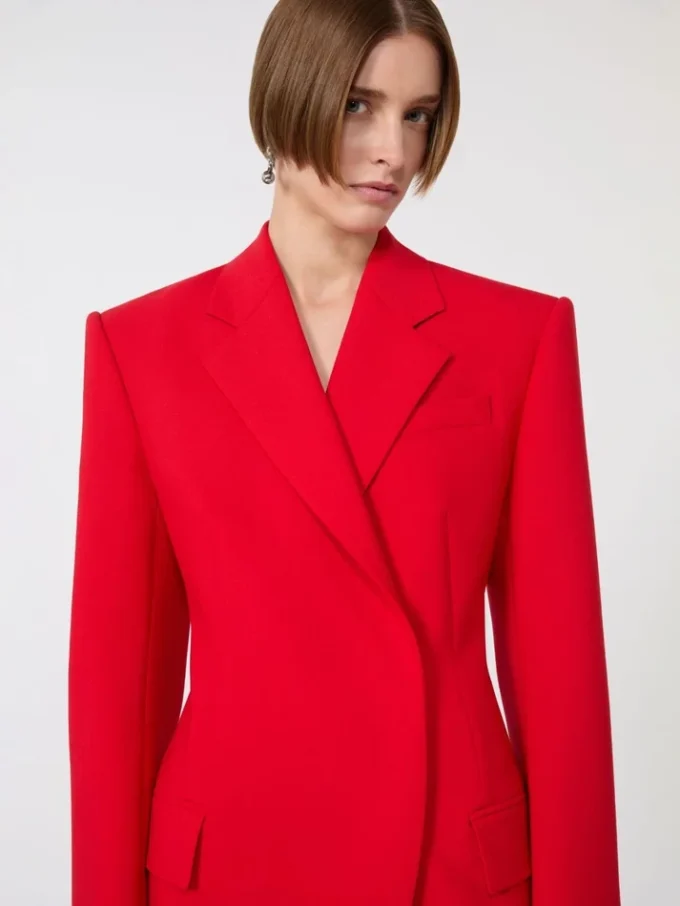 Blazer i stretchull med dobbeltspent, rød
