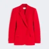Blazer i stretchull med dobbeltspent, rød