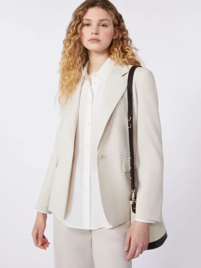Blazer i stretchull, sand