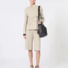 Blazer i ull, mohair og silke med dobbeltspent knappestolpe, sand