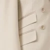 Blazer i ull, mohair og silke med dobbeltspent knappestolpe, sand
