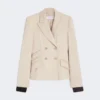 Blazer i ull, mohair og silke med dobbeltspent knappestolpe, sand