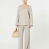 Bluse i bredvevd ull, beige