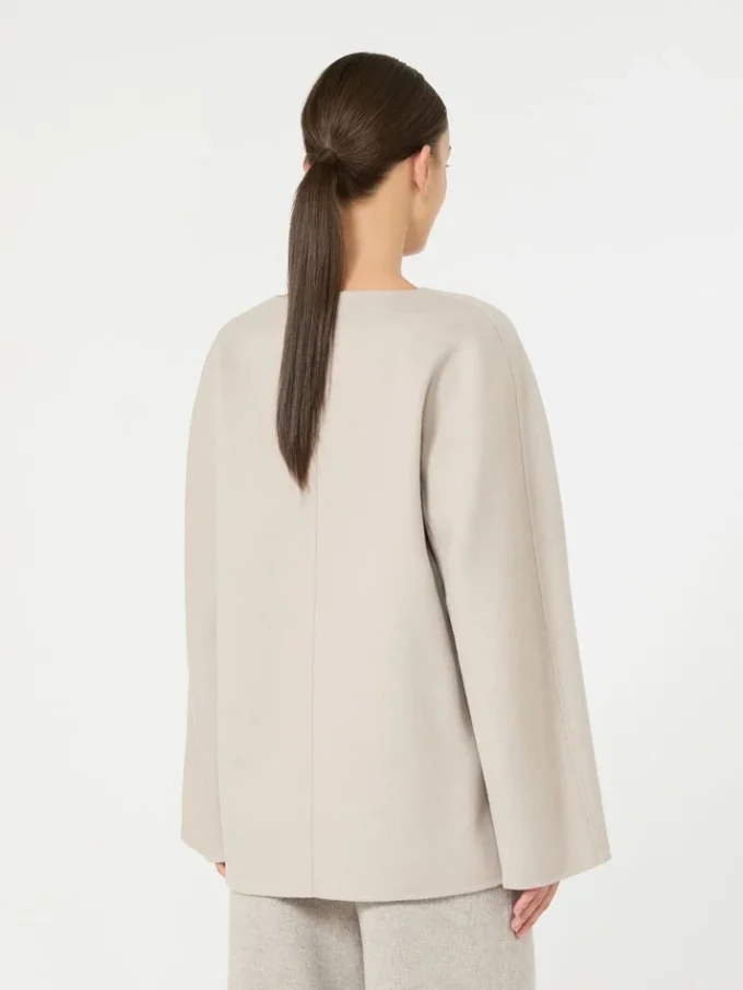 Bluse i bredvevd ull, beige