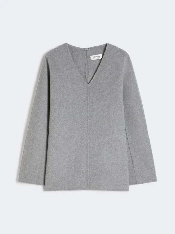 Bluse i bredvevd ull, mellomgrå
