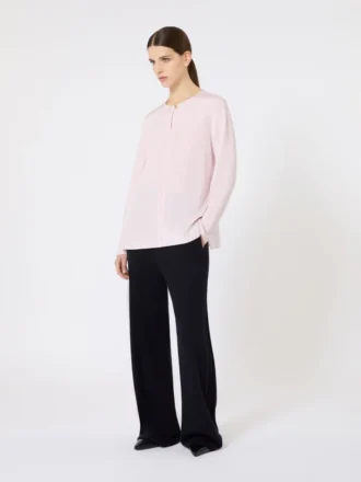 Bluse i silke-crepe de chine, rosa