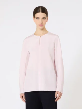 Bluse i silke-crepe de chine, rosa