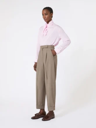 Bluse i silkecharmeuse, rosa