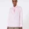 Bluse i silkecharmeuse, rosa Bluse i silkecharmeuse, rosa